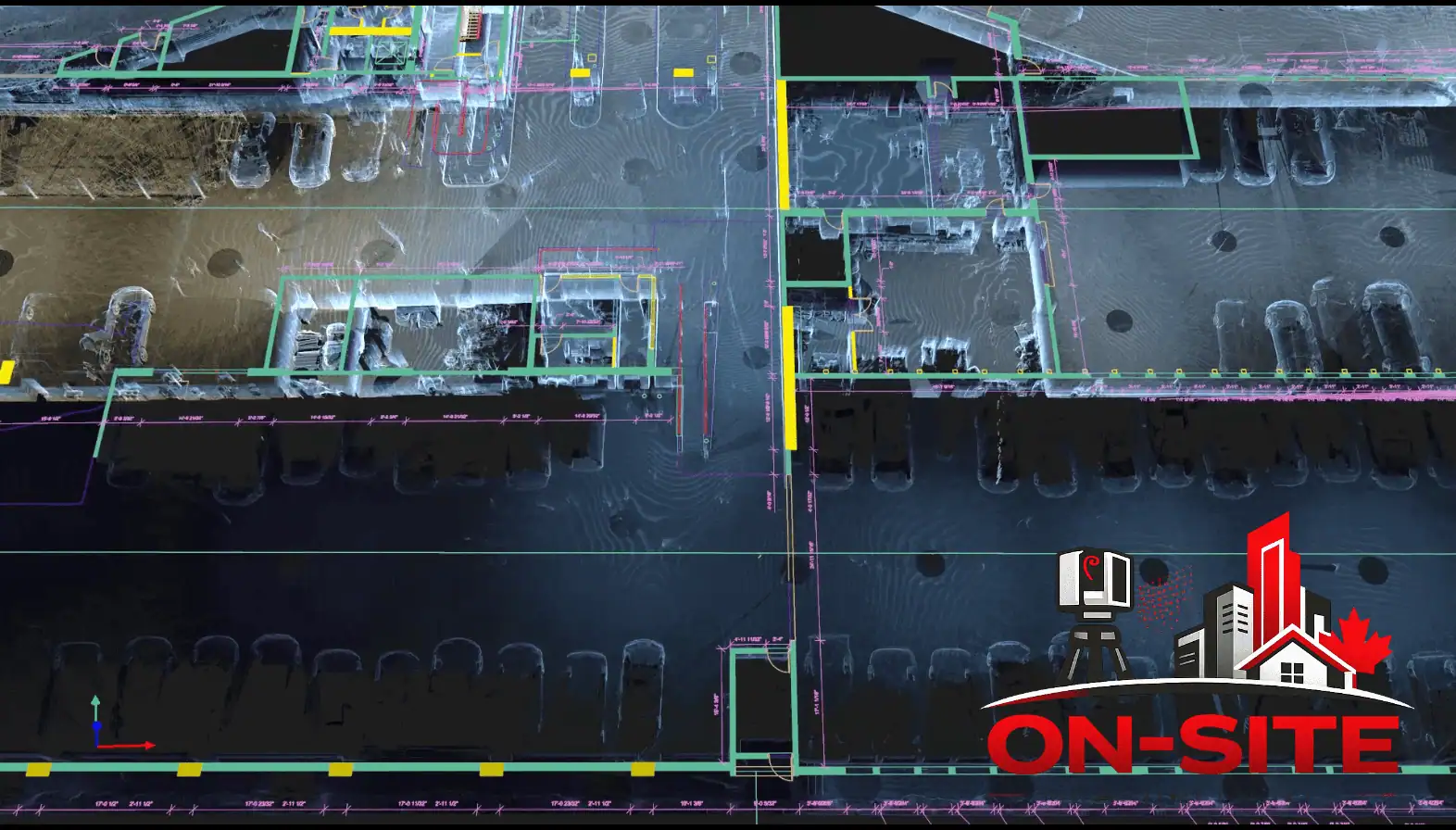 Technician drafting measured 2D floor plan from a registered point cloud
